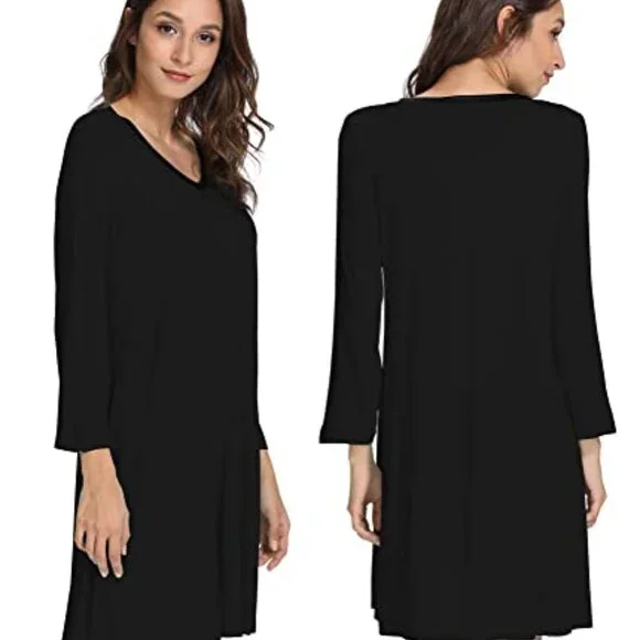 Soft Bamboo Viscose Long Sleeve Nightgown Lightweight Sleep Shirt
